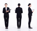 Full length 20s young Mix Race Woman teacher student lawyer, 360 turn front side back rear view Royalty Free Stock Photo