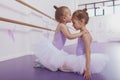 Two adorable little ballerinas at dance class