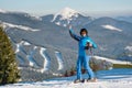 Skier skiing in the mountains Royalty Free Stock Photo