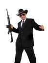 Full length shot of a mobster in black suit