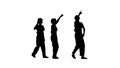 Silhouette Three young construction workers doing a funny row da Royalty Free Stock Photo