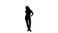 Silhouette Beautiful young woman looking herself reflection in m Royalty Free Stock Photo