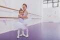 Two adorable little ballerinas at dance class