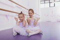 Two adorable little ballerinas at dance class