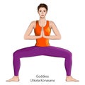 Yoga. Goddess pose. Utkata Konasana