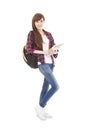 Full length smiling college student girl standing Royalty Free Stock Photo