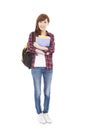 Full length smiling university student girl standing Royalty Free Stock Photo