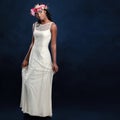 Beautiful young african bride in white wedding dress. Royalty Free Stock Photo