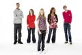 Full Length Studio Portrait Of Five Teenage Friend Royalty Free Stock Photo