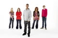 Full Length Studio Portrait Of Five Teenage Friend Royalty Free Stock Photo