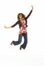 Full Length Studio Portrait Of Jumping Teenage Gir Royalty Free Stock Photo