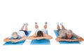 Full length of three men exercising Royalty Free Stock Photo