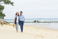 full length view couple walking on beach Royalty Free Stock Photo
