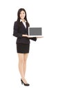 Young businesswoman holding laptop Royalty Free Stock Photo