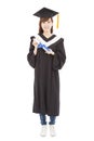 Full length Young graduate girl student with diploma Royalty Free Stock Photo