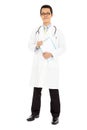 Full length young smiling Doctor holding document Royalty Free Stock Photo