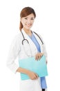 Full length young smiling professional Doctor with document Royalty Free Stock Photo