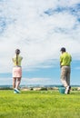 Young woman practicing the correct move during golf class Royalty Free Stock Photo