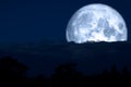 full lenten moon back on silhouette cloud and mountain on night sky