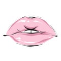 Full lips with pink lipgloss vector art