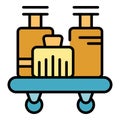 Full luggage trolley icon vector flat