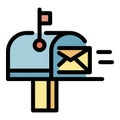 Full mailbox icon color outline vector Royalty Free Stock Photo