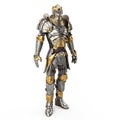 Full medieval iron suit, isolated on a white background. 3d illustration