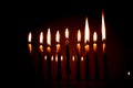 Nine candles full menorah lit on the last night of Hanukkah
