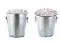 Full metal bucket with crushed ice isolated on white background Royalty Free Stock Photo