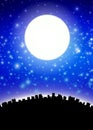 Full moon above city Royalty Free Stock Photo