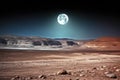 full moon above an isolated desert area