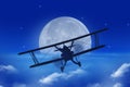 Full Moon Airplane Getaway Royalty Free Stock Photo