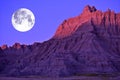 Full Moon in the Badlands Royalty Free Stock Photo