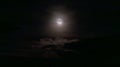 Full moon behind the clouds in the night sky