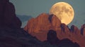 full moon behind mountain, serene ambiance landscape Royalty Free Stock Photo