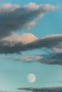 Full Moon At Blue Evening Cloudscape Sky Background Royalty Free Stock Photo