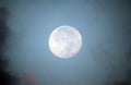 Full moon and bright blue daytime sky Royalty Free Stock Photo