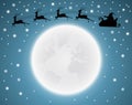 Full moon Christmas and winter background with santa claus Royalty Free Stock Photo