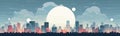 full moon city vector flat minimalistic isolated illustration Royalty Free Stock Photo