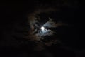 A full moon with clouds in the black night sky Royalty Free Stock Photo