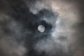 Full moon with clouds and lunar halo or ring