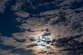 Full moon with clouds in the night sky Royalty Free Stock Photo