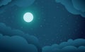 Full moon clouds night sky Royalty Free Stock Photo