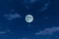 Full moon, clouds and skies with in the night Royalty Free Stock Photo