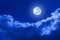Full Moon Clouds Night Sky Royalty Free Stock Photo