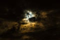 Full moon and clouds on stormy overcast night Royalty Free Stock Photo