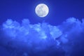 Full Moon in Cloudy Blue Night Sky Royalty Free Stock Photo