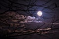 Full moon in cloudy sky at night Royalty Free Stock Photo