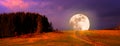 Full moon on colorful night sky.Abstract background. Royalty Free Stock Photo