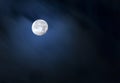 Full Moon in Dark Blue Sky Royalty Free Stock Photo